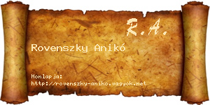 Rovenszky Anikó névjegykártya